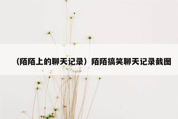 （陌陌上的聊天记录）陌陌搞笑聊天记录截图