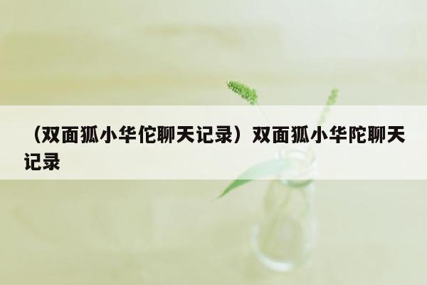 （双面狐小华佗聊天记录）双面狐小华陀聊天记录