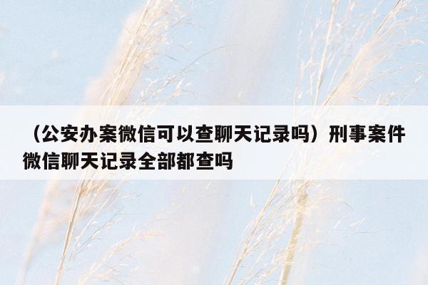 （公安办案微信可以查聊天记录吗）刑事案件微信聊天记录全部都查吗