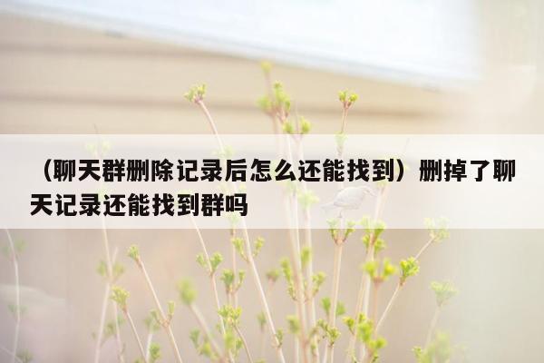 （聊天群删除记录后怎么还能找到）删掉了聊天记录还能找到群吗