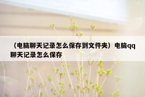 （电脑聊天记录怎么保存到文件夹）电脑qq聊天记录怎么保存