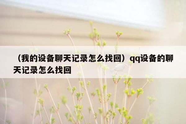 （我的设备聊天记录怎么找回）qq设备的聊天记录怎么找回