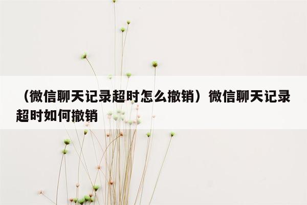 （微信聊天记录超时怎么撤销）微信聊天记录超时如何撤销