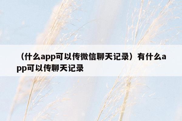 （什么app可以传微信聊天记录）有什么app可以传聊天记录