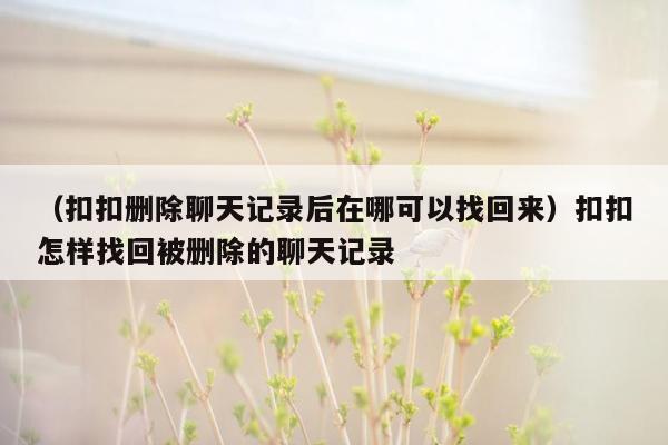 （扣扣删除聊天记录后在哪可以找回来）扣扣怎样找回被删除的聊天记录