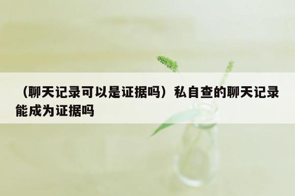 （聊天记录可以是证据吗）私自查的聊天记录能成为证据吗