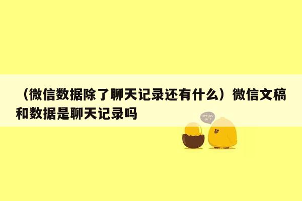 （微信数据除了聊天记录还有什么）微信文稿和数据是聊天记录吗