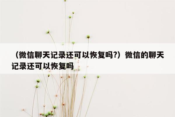 （微信聊天记录还可以恢复吗?）微信的聊天记录还可以恢复吗