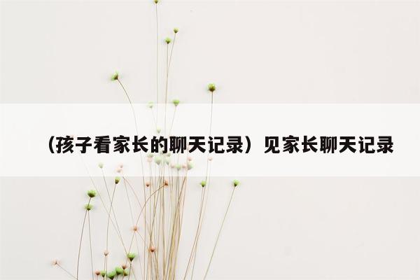 （孩子看家长的聊天记录）见家长聊天记录