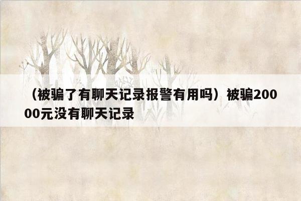 （被骗了有聊天记录报警有用吗）被骗20000元没有聊天记录