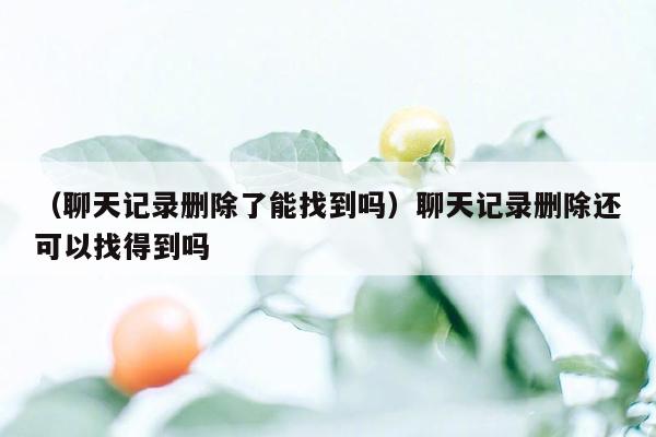 （聊天记录删除了能找到吗）聊天记录删除还可以找得到吗