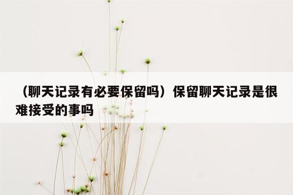 （聊天记录有必要保留吗）保留聊天记录是很难接受的事吗