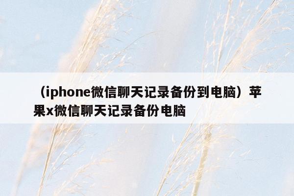 （iphone微信聊天记录备份到电脑）苹果x微信聊天记录备份电脑