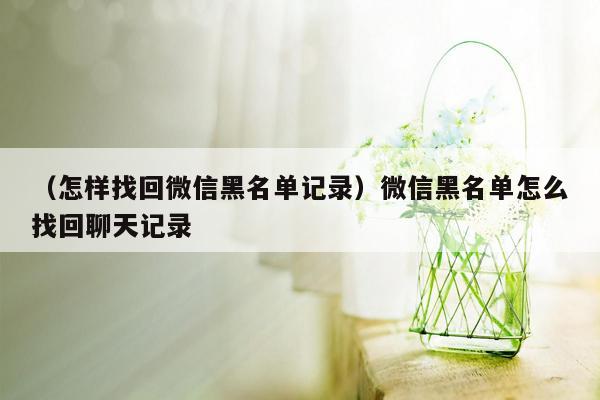 （怎样找回微信黑名单记录）微信黑名单怎么找回聊天记录