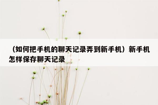 （如何把手机的聊天记录弄到新手机）新手机怎样保存聊天记录