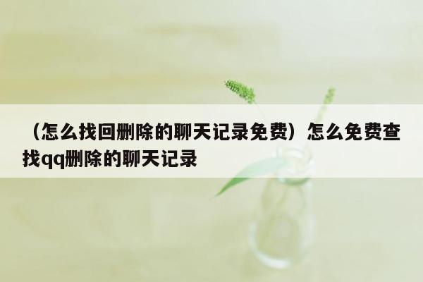 （怎么找回删除的聊天记录免费）怎么免费查找qq删除的聊天记录