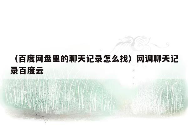 （百度网盘里的聊天记录怎么找）网调聊天记录百度云