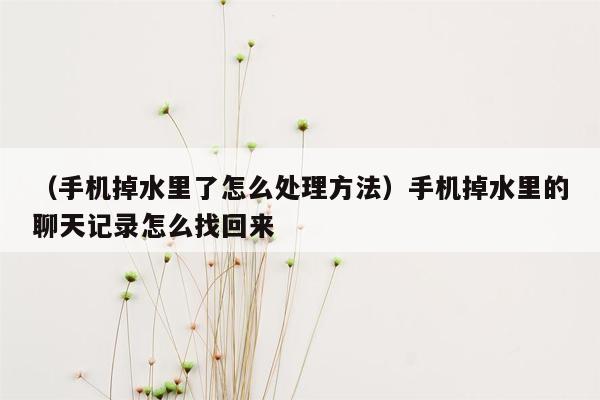 （手机掉水里了怎么处理方法）手机掉水里的聊天记录怎么找回来