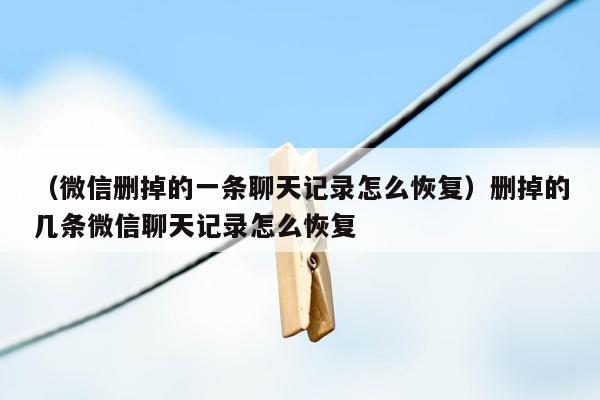 （微信删掉的一条聊天记录怎么恢复）删掉的几条微信聊天记录怎么恢复