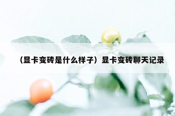 （显卡变砖是什么样子）显卡变砖聊天记录