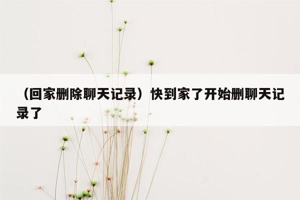 （回家删除聊天记录）快到家了开始删聊天记录了