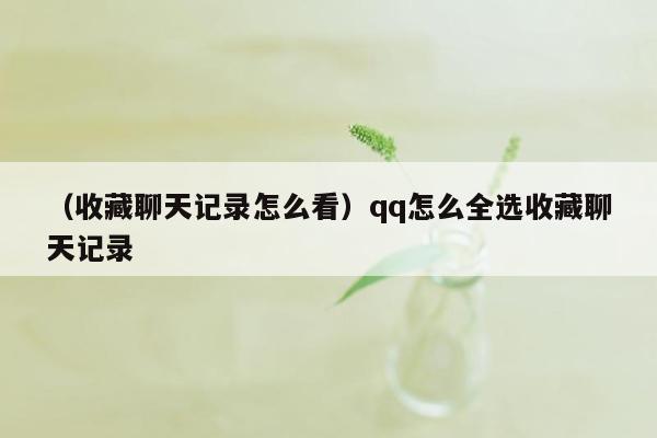 （收藏聊天记录怎么看）qq怎么全选收藏聊天记录