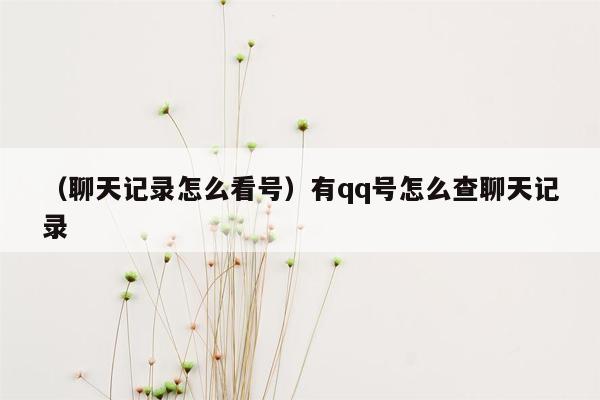 （聊天记录怎么看号）有qq号怎么查聊天记录