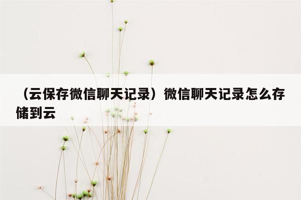 （云保存微信聊天记录）微信聊天记录怎么存储到云