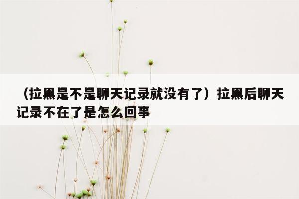 （拉黑是不是聊天记录就没有了）拉黑后聊天记录不在了是怎么回事