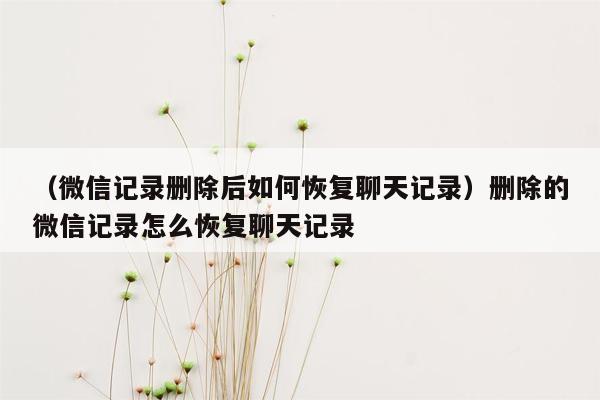 （微信记录删除后如何恢复聊天记录）删除的微信记录怎么恢复聊天记录