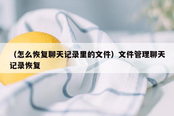 （怎么恢复聊天记录里的文件）文件管理聊天记录恢复