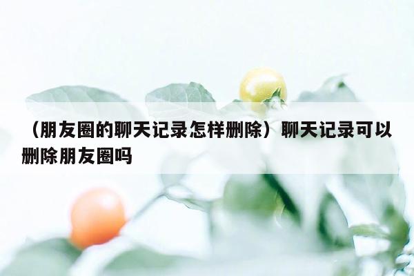 （朋友圈的聊天记录怎样删除）聊天记录可以删除朋友圈吗