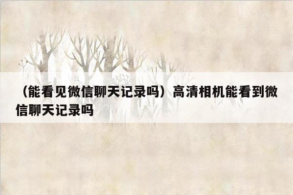 （能看见微信聊天记录吗）高清相机能看到微信聊天记录吗