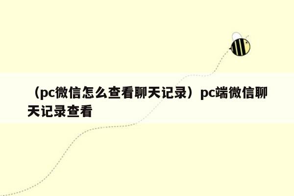 （pc微信怎么查看聊天记录）pc端微信聊天记录查看