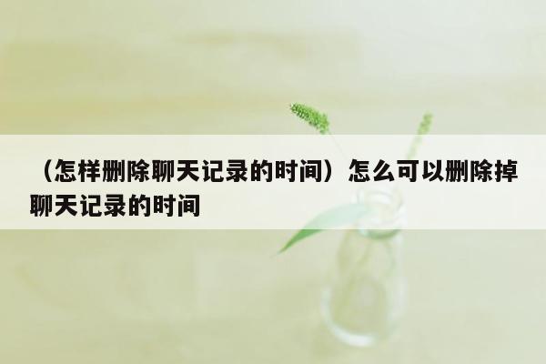 （怎样删除聊天记录的时间）怎么可以删除掉聊天记录的时间