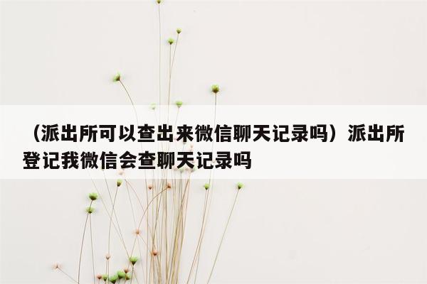 （派出所可以查出来微信聊天记录吗）派出所登记我微信会查聊天记录吗