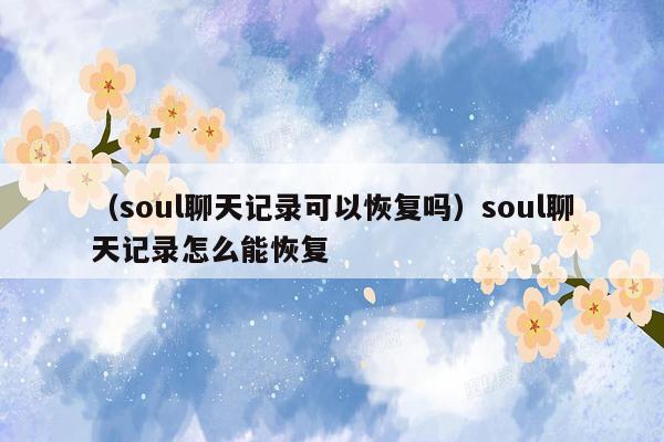 （soul聊天记录可以恢复吗）soul聊天记录怎么能恢复