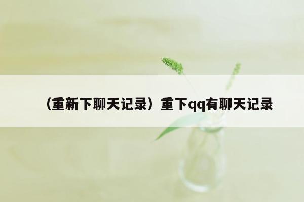 （重新下聊天记录）重下qq有聊天记录