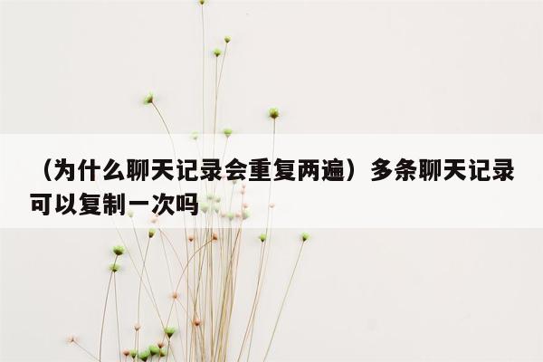 （为什么聊天记录会重复两遍）多条聊天记录可以复制一次吗