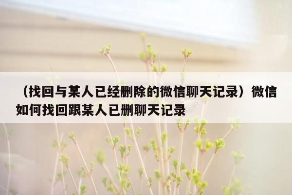 （找回与某人已经删除的微信聊天记录）微信如何找回跟某人已删聊天记录