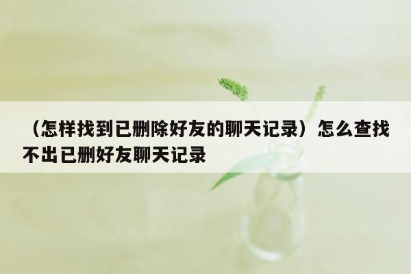 （怎样找到已删除好友的聊天记录）怎么查找不出已删好友聊天记录