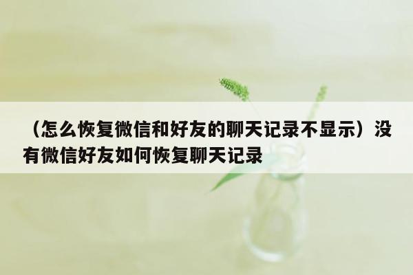 （怎么恢复微信和好友的聊天记录不显示）没有微信好友如何恢复聊天记录