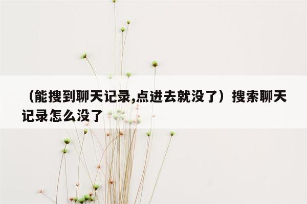 （能搜到聊天记录,点进去就没了）搜索聊天记录怎么没了