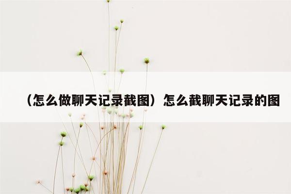 （怎么做聊天记录截图）怎么截聊天记录的图