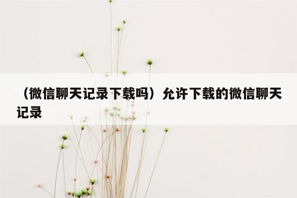 （微信聊天记录下载吗）允许下载的微信聊天记录