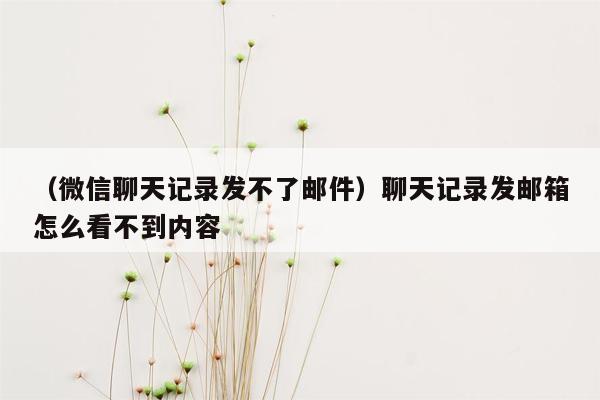 （微信聊天记录发不了邮件）聊天记录发邮箱怎么看不到内容