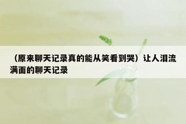 （原来聊天记录真的能从笑看到哭）让人泪流满面的聊天记录