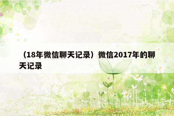 （18年微信聊天记录）微信2017年的聊天记录