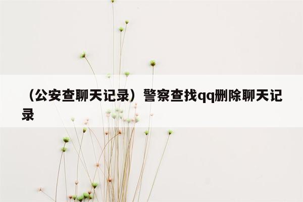 （公安查聊天记录）警察查找qq删除聊天记录