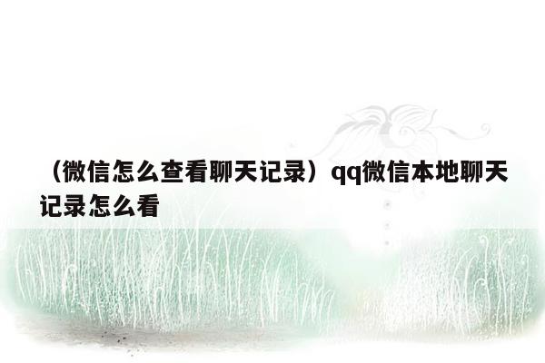 （微信怎么查看聊天记录）qq微信本地聊天记录怎么看